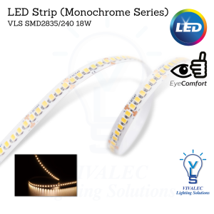 VLS SMD2835/240 18W 8mm LED Strip Light (Monochrome Series)