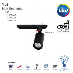 VLS Mini Magnetic Track Light Single Head Spotlight 1W (3000K,4000K,6000K)