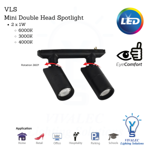 VLS Mini Magnetic Light Double Head Spotlight 2x1W (3000K,4000K,6000K)