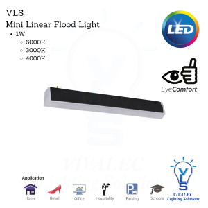 VLS Mini Magnetic Track Light Linear Flood Light 1W (3000K,4000K,6000K)