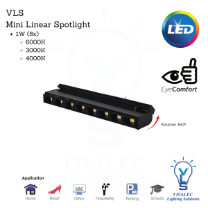 VLS Mini Magnetic Track Light Linear Spotlight 1W(8x) (3000K,4000K,6000K)