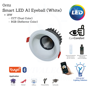 ORITZ VLS AI Smart LED Eyeball White 18W CCT + RGB Round (Reflector Color)