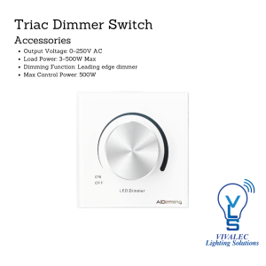 AiDiming PE385 Dimmer Switch – 500W Leading Edge Glass Panel Dimmer with Metal Knob