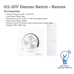 AiDiming PE389 0/1-10V LED Dimmer Switch – Glass Panel Knob Dimmer with IR Remote Control