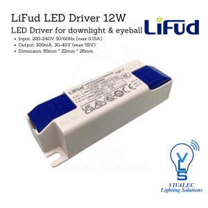 LiFud 12W LED Driver for Downlight & Eyeball – 300mA 30-40V (LF-012S0300H) | Vivalec Lighting Solutions