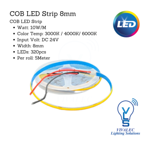 COB LED Strip 8mm 10w 24V (320pcs)