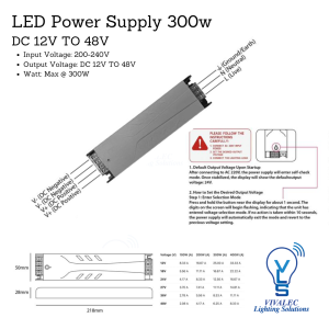 LED Power Supply 300W (Adjustable Voltage 12V–48V)