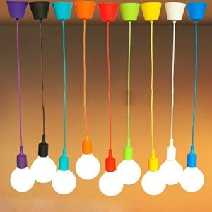 Pendant light lamp holder socket.Hanging Light Line Colorful Silicone Rubber Ceiling Pendant Lamp Holder E27 Lamp Socket