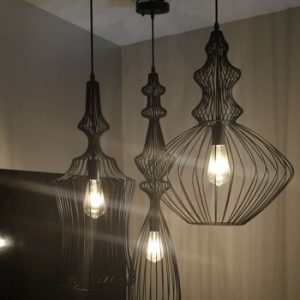 VLS P3122A E27 Nordic Iron Cage Retro Vintage Pendant Lamp Metal Bar /Lampu Hiasan Ruang Makan (2 Years Warranty)