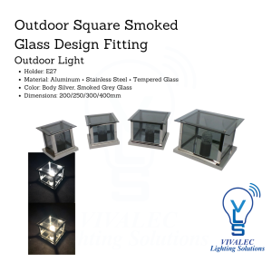 9902 Outdoor Square Smoked Glass Light - E27 Holder, Aluminum & Stainless Steel