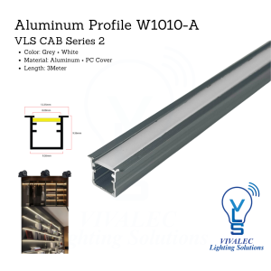 VLS CAB Series 2 - Aluminum Profile W1010-A | Grey + White, Aluminum + PC Cover, 3Meter