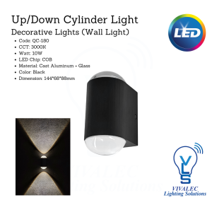 Up/Down Cylinder Wall Light QC-180 – 10W LED Decorative Lighting