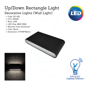 Up/Down Rectangle Wall Light QC-42L – 12W LED Decorative Lighting