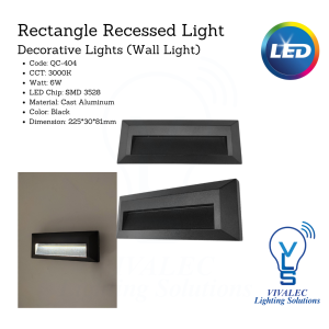 Rectangle Recessed Wall Light QC-404 – 6W LED Modern Decorative Lighting