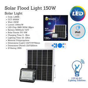 Solar Flood Light 150W LZ666 – High Lumen, IP65 Waterproof