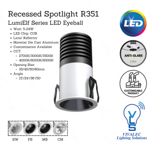 VLS Recessed Spotlight R351 - LumiElf Series LED Eyeball