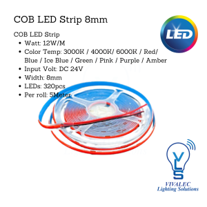 COB LED Strip 8mm 12W 24V (320pcs) Color