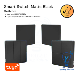 Smart Switch Matte Black Series (1-4 Gang) – Tuya App Compatible