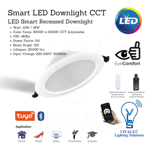 Smart LED Downlight CCT 12W / 18W – CCT Adjustable Recessed Light Tuya