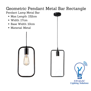 VLS Pendant Light Rectangle Metal Bar 3146 E27 / Vintage Style For Restaurant, Lounge, Walkway area ( 2 Years Warranty )