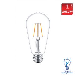 Philips LED Classic Non-dimmable ST64 E27 4-6W(50-70Lm) Warmwhite Only (1 Year Warranty)