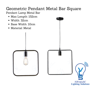 VLS Pendant Light Square Metal Bar 3143 E27 / Vintage Style For Dining, Walkway, Receptionist Area ( 2 years warranty )