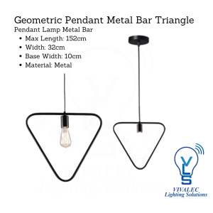 VLS Pendant Light Triangle Metal Bar 3144 E27 / Lampu Hiasan Ruang Tamu / Geometric Ind Style / For Restaurant , Coffee Table, Balcony, Walkway( 2 years warranty )
