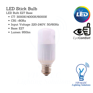 Imitos LED Stick Bulb 10W E27 950lm 3000K WarmWhite / 4000K CoolWhite / 6000K DayLight  ( 1 Year Warranty )(For PLCE18W Energy Saving Bulb Replacement)