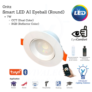 ORITZ VLS AI Smart LED Eyeball White (Round) 7W CCT + RGB Round (Reflector Color)