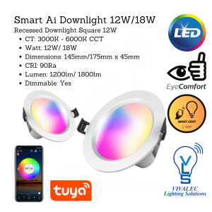 ORITZ VLS AI Smart LED Downlight Round White 12W/18W CCT + RGB (Reflector Color)