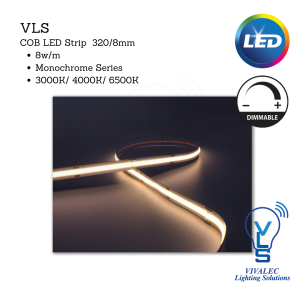 VLS COB/320 8W 8mm LED Strip Light (Chip On Board Series)
