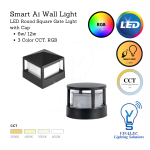 MoiSti Smart Ai LED Outdoor Light Round and Square 6w/12w 5C Tuya Controllable Color Temp Changing