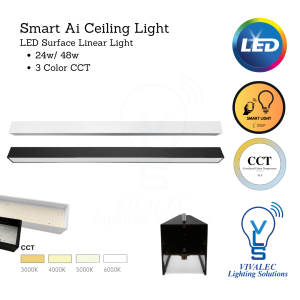 MoiSti Smart Ai LED Linear Light 48w 3C Tuya Controllable Color Temp Changing