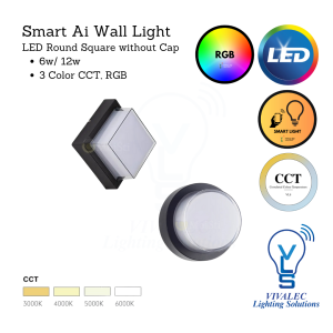 MoiSti Smart Ai LED Wall Light Round and Square 6w/12w 5C Tuya Controllable Color Temp Changing