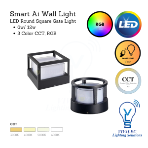 MoiSti Smart Ai LED Outdoor Light Round and Square 6w/12w 5C Tuya Controllable Color Temp Changing