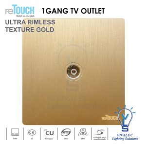 RETOUCH Ultra Rimless Outlet TV, Astro, Tel ,Data Cat5e, Cat6, SMATV (Texture Gold)