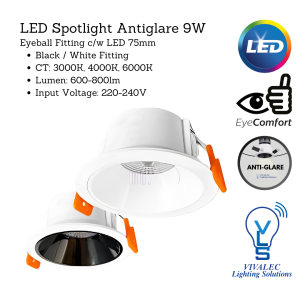 LED Eyeball 9W Recessed Eyeball Spotlight Downlight Home Lighting Room Ceiling Lights Down Light Lampu Siling Hiasan Rumah EB09 IMITOS