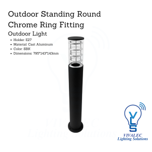 Moisti 9911 Standing Chrome Ring Outdoor Standing Round Light - Chrome Ring Design, E27 Holder, Cast Aluminum