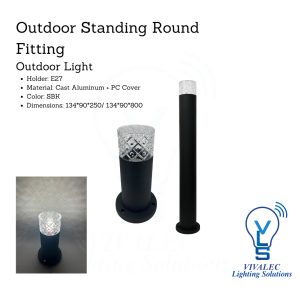 9915 Outdoor Standing Round Light - E27 Holder, Cast Aluminum & PC Cover