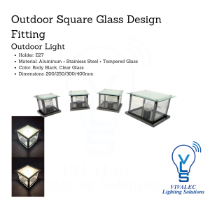 9901 Outdoor Square Clear Glass Light - E27 Holder, Aluminum & Stainless Steel