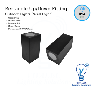 Rectangle Up/Down Fitting Outdoor Wall Light 9955 – GU10 Holder