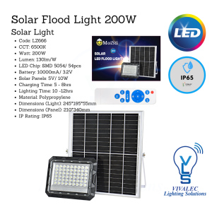 Solar Flood Light LZ666 – 200W / 300W, High Lumen, IP65 Waterproof