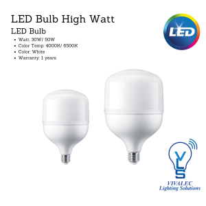 LED Bulb High Watt 30W/ 50W for Pasar Malam Night Market Super Bright and Energy Saving Mentol Bulb